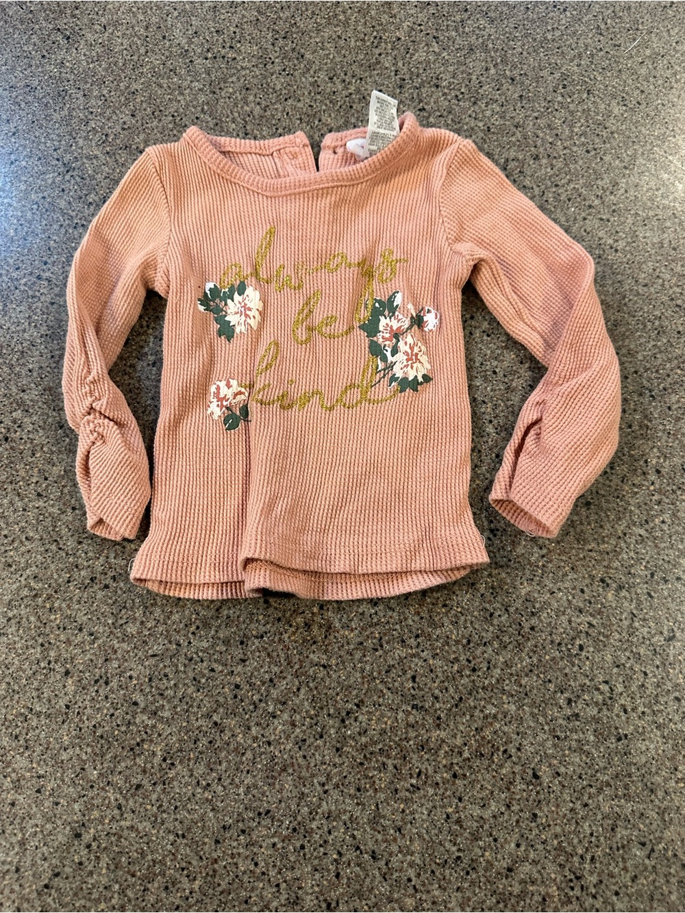 Kids Long-Sleeve Floral Graphic Top in Dusty Pink